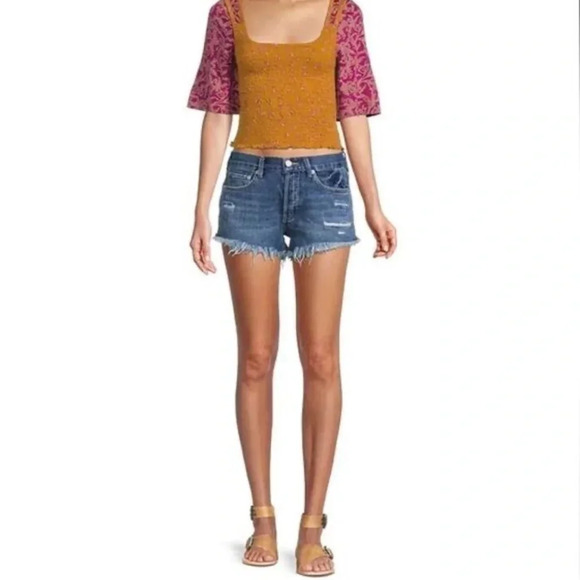 FREE People Loving Good Vibrations High-Rise Distressed Short Size 28 NWT - Picture 3 of 12